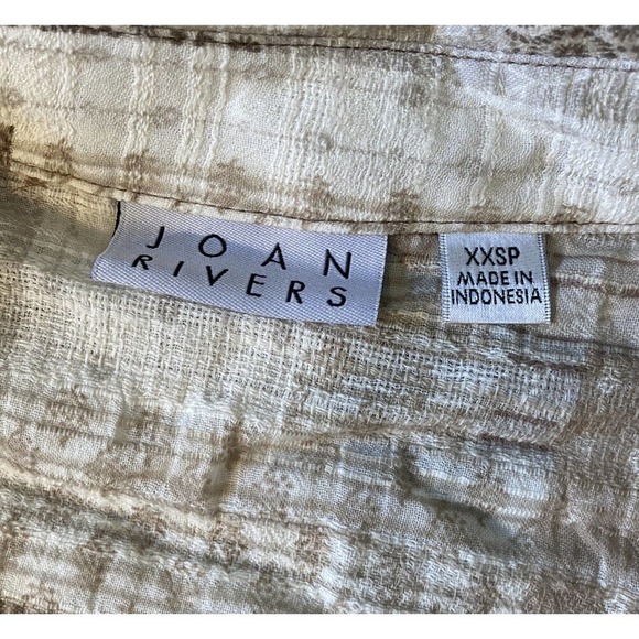 Joan Rivers Patchwork Plaid Cotton Tunic Shirt Size 2XS Women’s Taupe - Picture 3 of 8